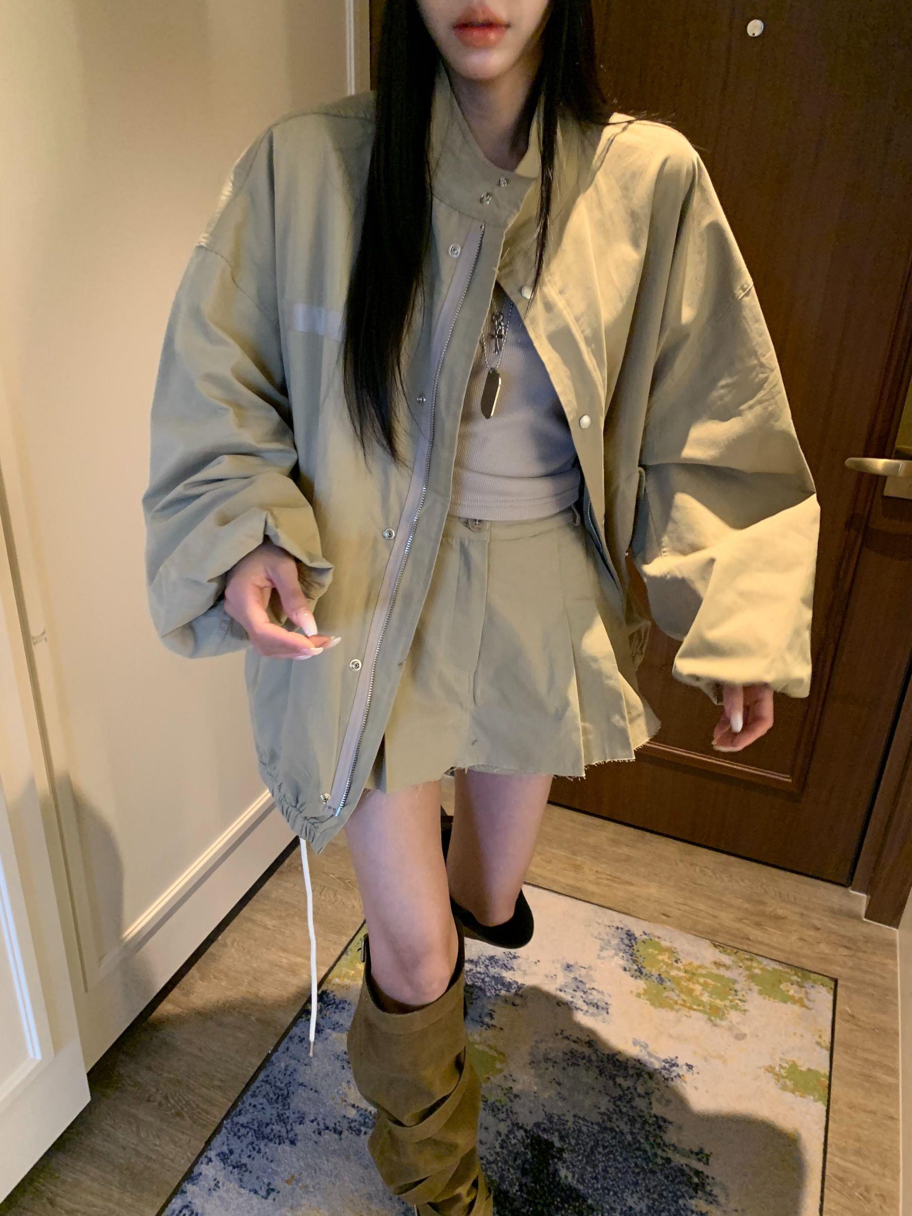 軍裝抽繩立領外套